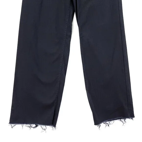 Oat New York Jeans Women's Size 4/27 Black Denim High Rise Wide Leg Raw Hem - Picture 4 of 15